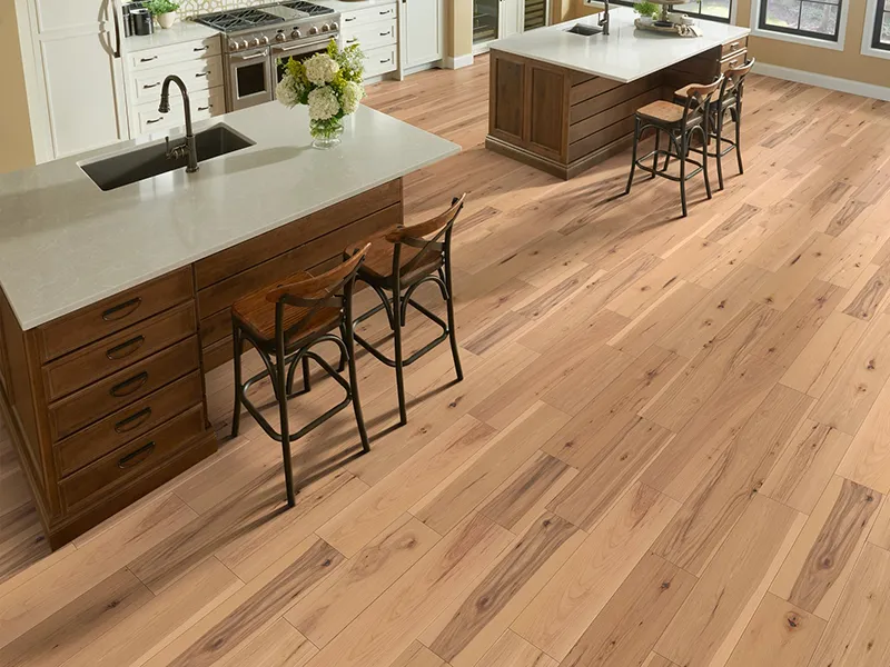 Hickory Engineered Hardwood in Kitchen Area | A & S Carpet Collection